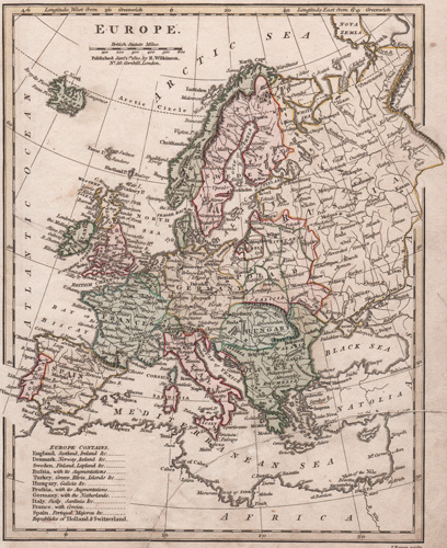 original antique map of Europe 1809